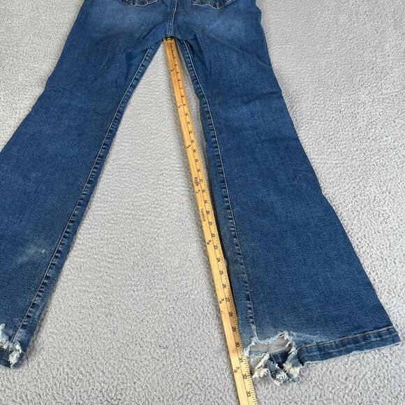 Wide Leg Flare Jeans Womens 31 Blue Distressed Stretch  Mid Rise 30x32 Sailey - Picture 10 of 13